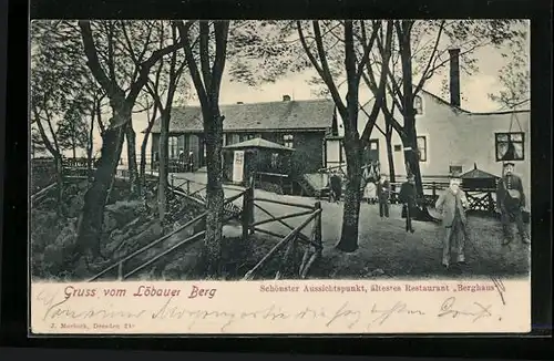 AK Löbau, Gasthaus Löbauer Berg mit schönstem Aussichtspunkt