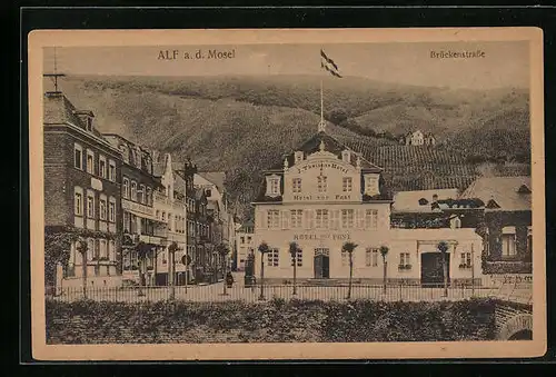 AK Alf /Mosel, Brückenstrasse mit Hotel zur Post