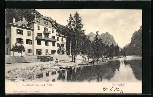 AK Toblach /Pustertal, Toblacher See und Hotel