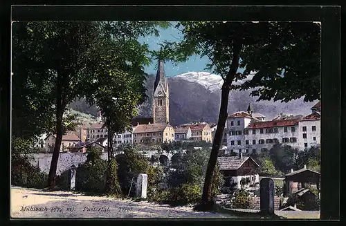 AK Mühlbach /Pustertal, Panorama mit Kirche