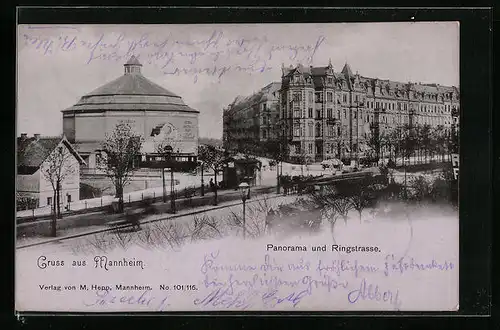 AK Mannheim, Panorama und Ringstrasse