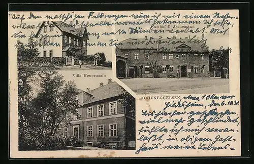 AK Hoheneggelsen, Gasthof C. Aschermann, Villa Heuermann, Postamt
