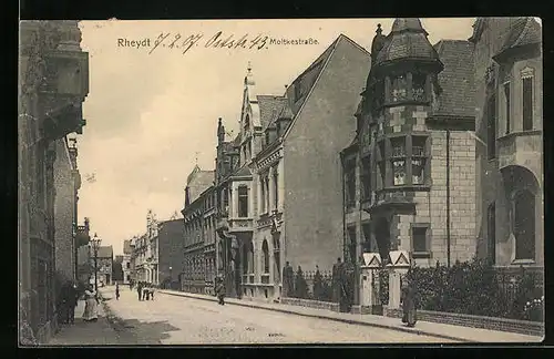 AK Rheydt, Partie in der Moltkestrasse mit Prachtvillen