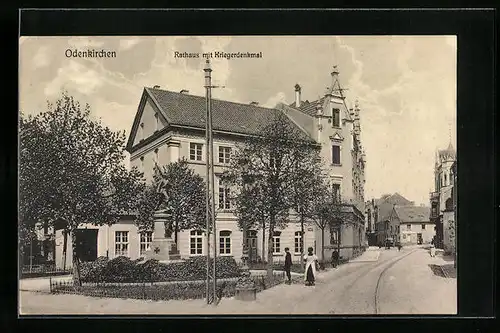 AK Odenkirchen, Rathaus mit Kriegerdenkmal
