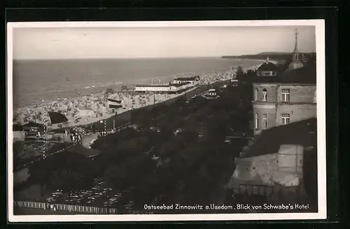AK Zinnowitz a. Usedom, Blick von Schwabes Hotel