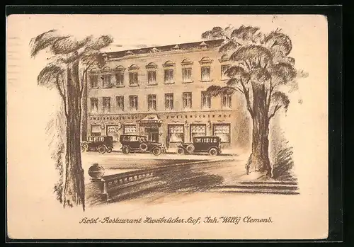 AK Düsseldorf, Hotel-Restaurant Zweibrücker-Hof, Königs-Allee 92