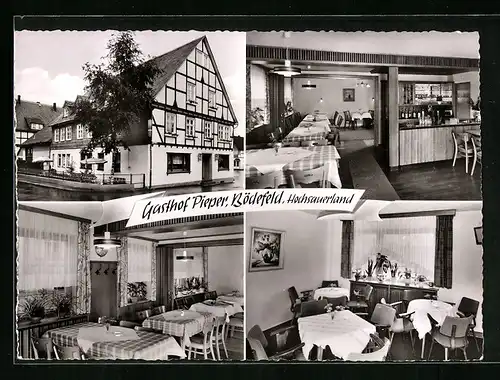 AK Bödefeld /Hochsauerland, Gasthof und Pension Pieper, Aussen- und Innenansichten