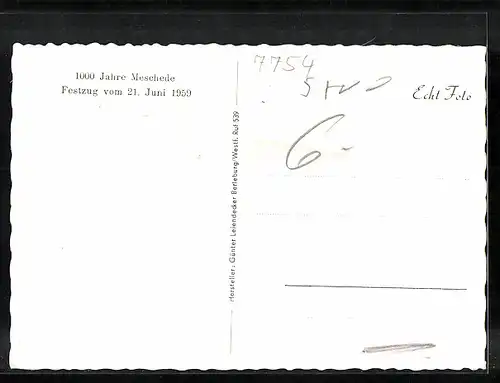 AK Meschede, Festzug zur 1000-Jahrfeier 21. Juni 1959