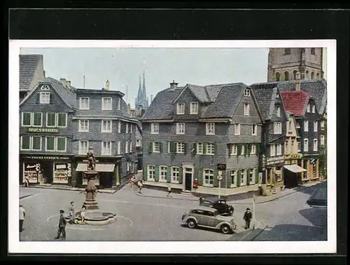 AK Solingen, Auf dem Alten Markt mit Geschäft Julius Sieberts