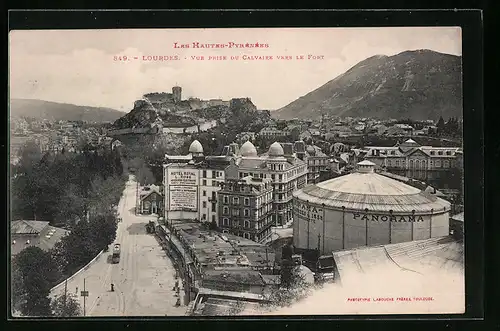 AK Lourdes, Vue prise du Calvaire vers le Fort