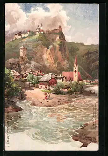 Künstler-AK P. Schmohl: Klausen, Ansicht mit Kloster Säben