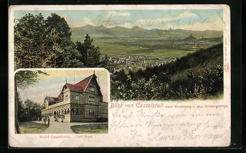 AK Bonn a. Rh., Hotel Casselsruhe, Blick von Casselsruh nach Godesberg und dem Siebengebirge