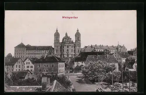 AK Weingarten, Teilansicht aus der Vogelschau