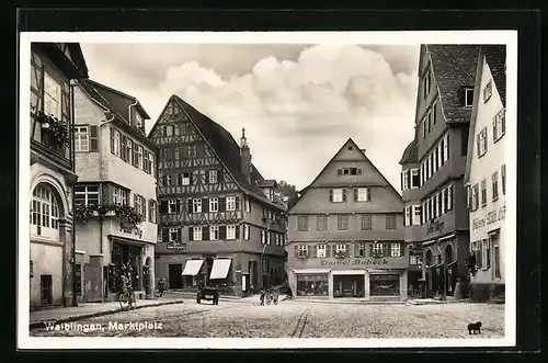 AK Waiblingen, Marktplatz mit Geschäft Daniel Bubeck