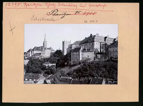 Fotografie Brück & Sohn Meissen, Ansicht Bautzen, Blick auf das Schloss Ortenburg und die Petrikirche