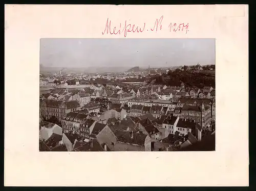 Fotografie Brück & Sohn Meissen, Ansicht Meissen i. Sa., Blick über die Stadt mit der Elbebrücke