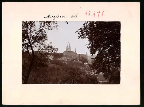 Fotografie Brück & Sohn Meissen, Ansicht Meissen i. Sa., Blick nach dem Burgberg und Teilansicht der Stadt