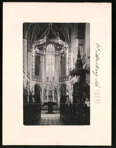 Fotografie Brück & Sohn Meissen, Ansicht Wittenberg / Elbe, Inneres der Schlosskirche mit Blick zum Altar