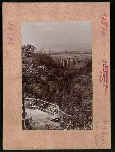 Fotografie Brück & Sohn Meissen, Ansicht Frankenberg i. Sa., Blick zum Eisenbahnviadukt im Lützeltal vom Emilientempel