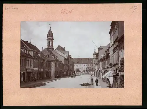 Fotografie Brück & Sohn Meissen, Ansicht Grossenhain, Frauenmarkt mit Geschäften Therese Nicklisch, M. Klut, Ed. Quaas
