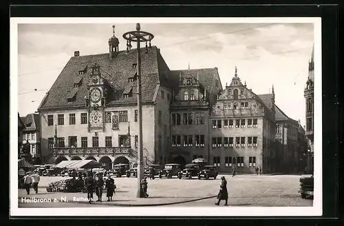 AK Heilbronn a. N., Rathaus mit Automobilen