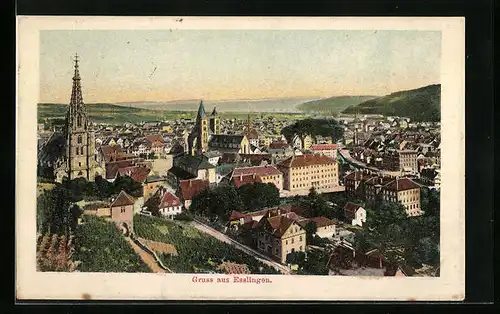 AK Esslingen, Totalansicht aus der Vogelschau