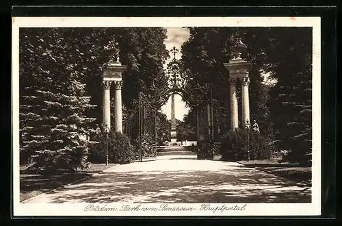 AK Potsdam, Hauptportal des Parks von Sanssouci