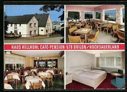 AK Brilon /Hochsauerland, Pension Haus Hellhohl, Aussen- und Innenansicht