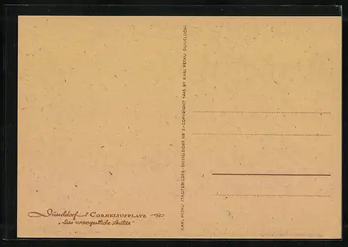 Künstler-AK Düsseldorf, Blick auf den Corneliusplatz, Strassenbahn