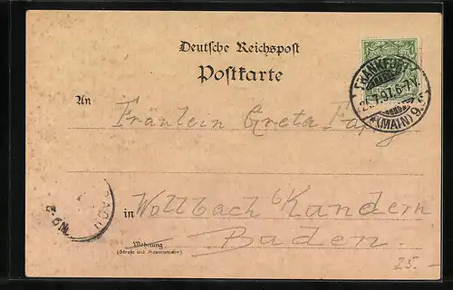 Lithographie Frankfurt a. M., Teilansicht mit Mainbrücken