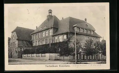 AK Konstanz, Technikum Konstanz von der Strasse gesehen