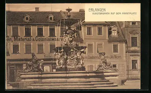 AK Erlangen, Kunstbrunnen auf dem Marktplatz