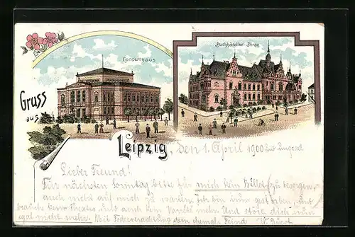 Lithographie Leipzig, Concerthaus, Buchhändler-Börse