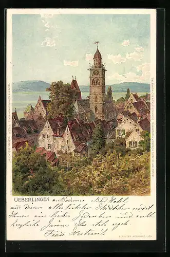 Künstler-AK Ueberlingen, Ortsansicht im Herbst