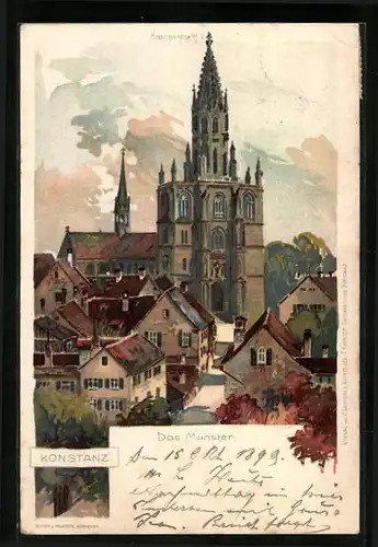 Lithographie Konstanz, Ansicht des Münsters