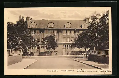 AK Frankenthal, Schillerschule mit Strassenpartie