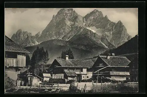 AK Sexten, Ortsansicht gegen Eilferkogl