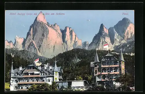 AK Seis am Schlern, Hotel Salegg mit Bergpanorama