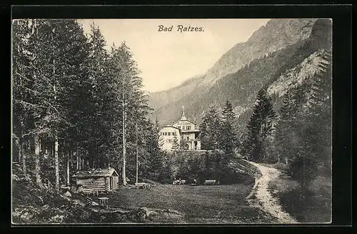 AK Bad Ratzes, Blick zum Gasthaus im Grünen