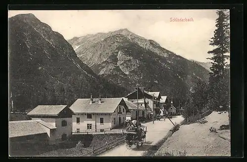 AK Schluderbach, Panorama mit Strassenpartie