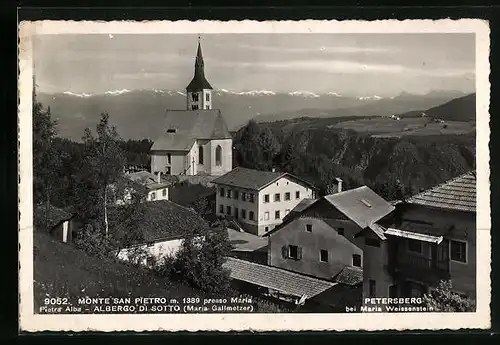 AK Petersberg bei Maria Weissenstein, Panorama mit Kirche