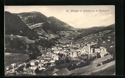 AK St. Ulrich in Gröden, Panorama m. d. Puflatsch