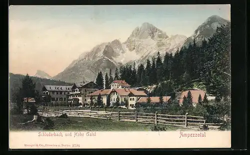 AK Schluderbach, Panorama und Hohe Gaisl, Ampezzotal