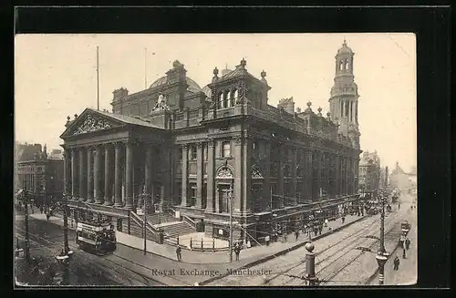 AK Manchester, Royal Exchange, Strassenbahn