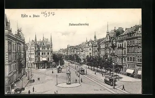 AK Köln a. Rhein, Hohenzollernring mit Geschäft und Strassenbahn