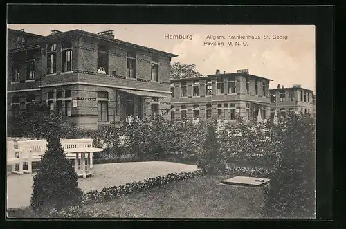AK Hamburg-St.Georg, Blick auf das Allgemeine Krankenhaus St. Georg, Pavillon M. N. O.