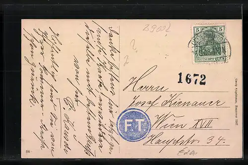 AK Oldenburg, Partie am Stau im floralen Rahmen