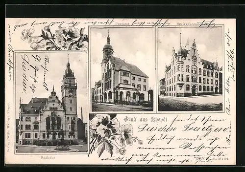AK Rheydt, Blick auf das Rathaus, Postamt