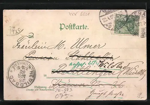 Künstler-AK Max Dutzauer: Gera, Totalansicht, Fontäne im fürstl. Küchengarten