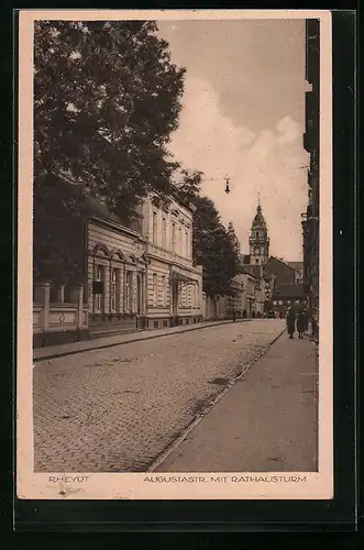 AK Rheydt, Augustastrasse mit Rathausturm